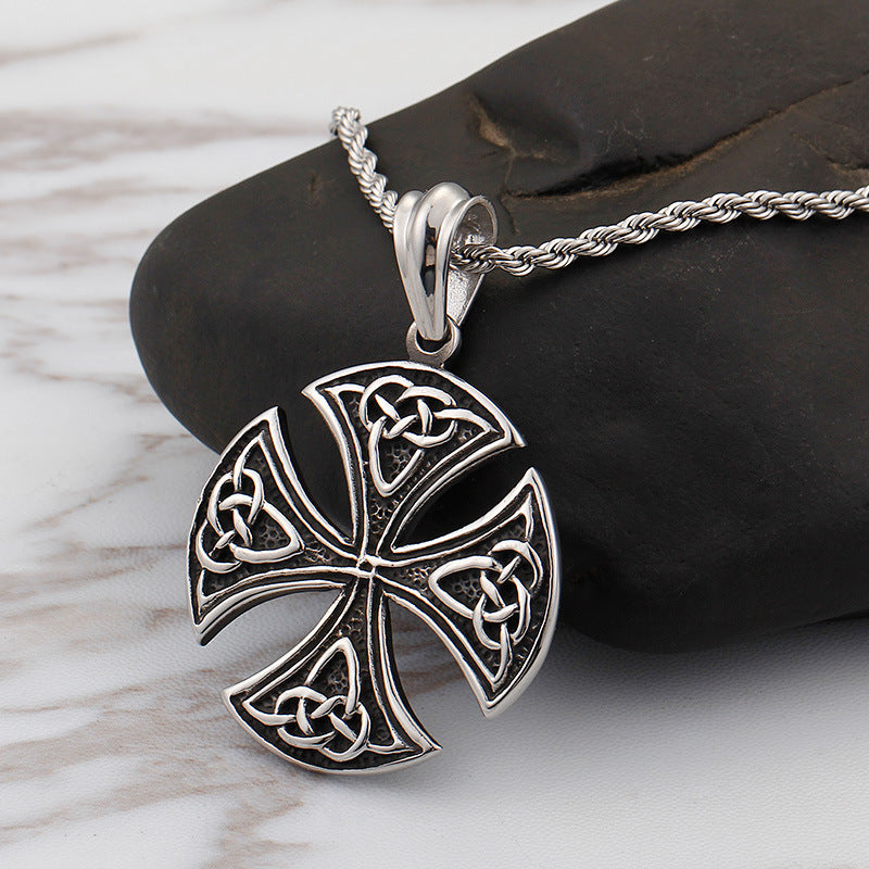 Retro Cross Pendant - Stainless Steel Men's Necklace for Stylish Gift-giving