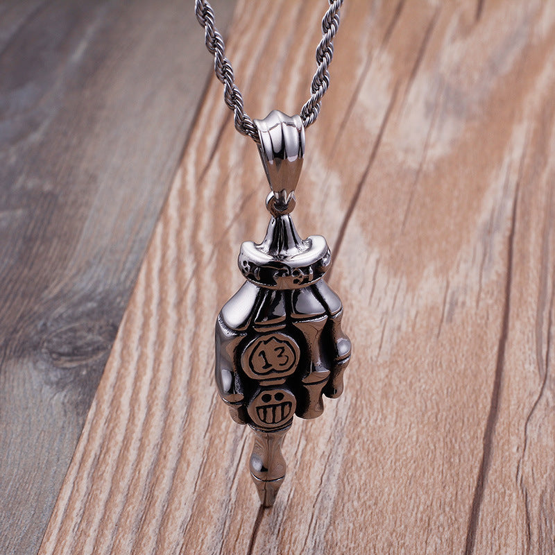 Skull Claw Pendant: Edgy Titanium Steel Men's Necklace