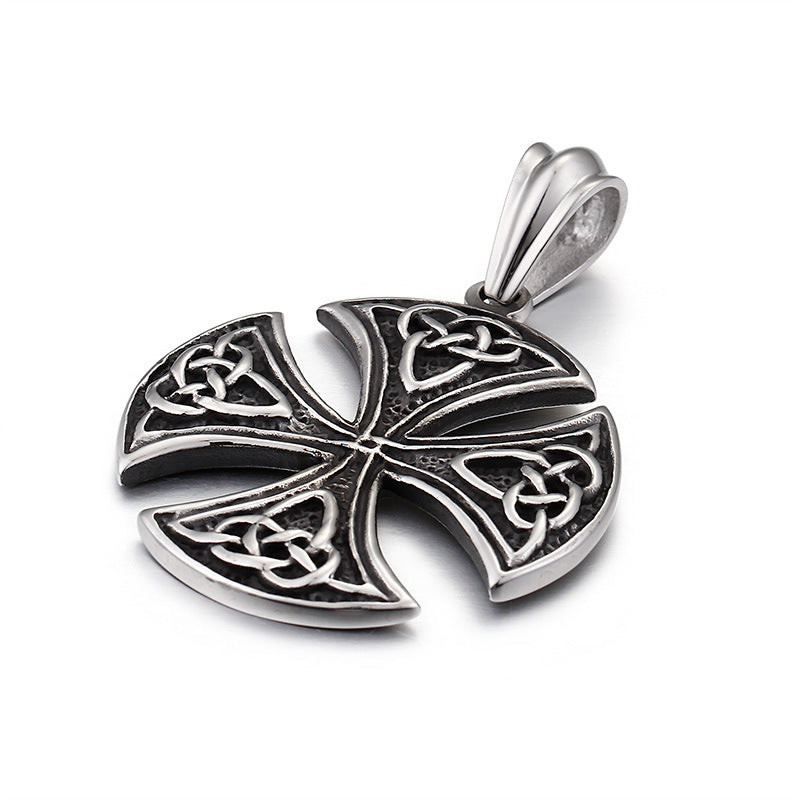 Retro Cross Pendant - Stainless Steel Men's Necklace for Stylish Gift-giving