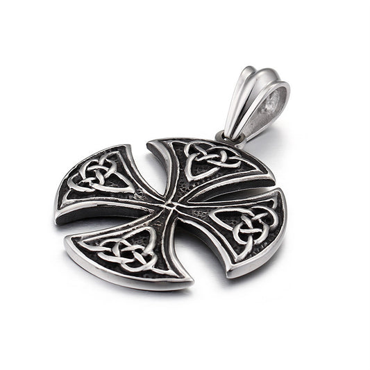 Retro Cross Pendant - Stainless Steel Men's Necklace for Stylish Gift-giving