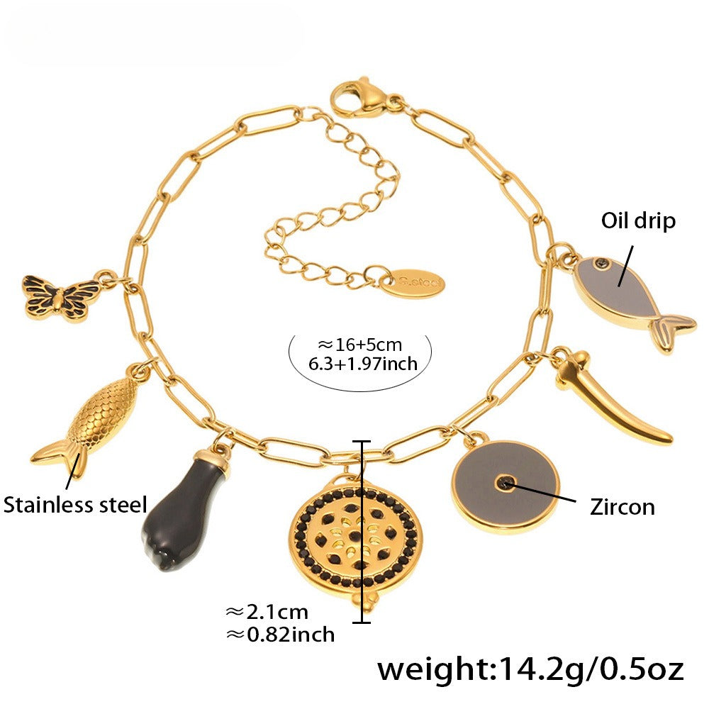 Planderful Dripping Oil Pendant Bracelet For Summer