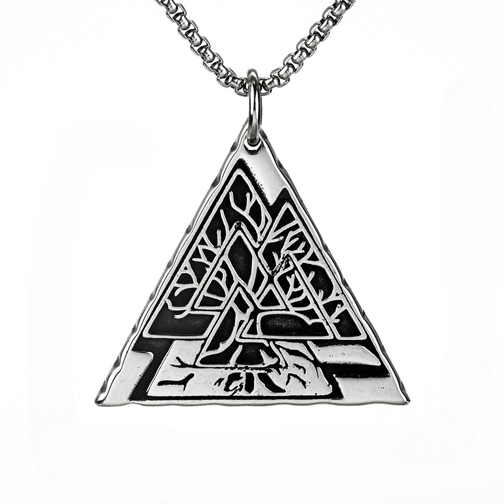 European And American Jewelry Wholesale Titanium Steel Men's Pendant Necklace Retro Viking Tree Of Life