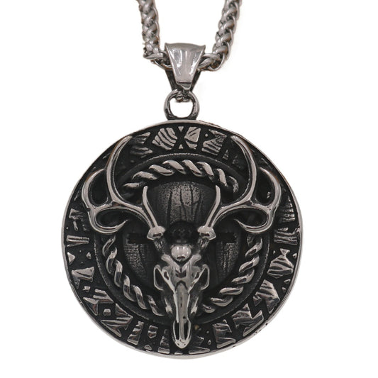 Viking Odin Mythology Deer Head Talisman Necklace - Norse Legacy Collection