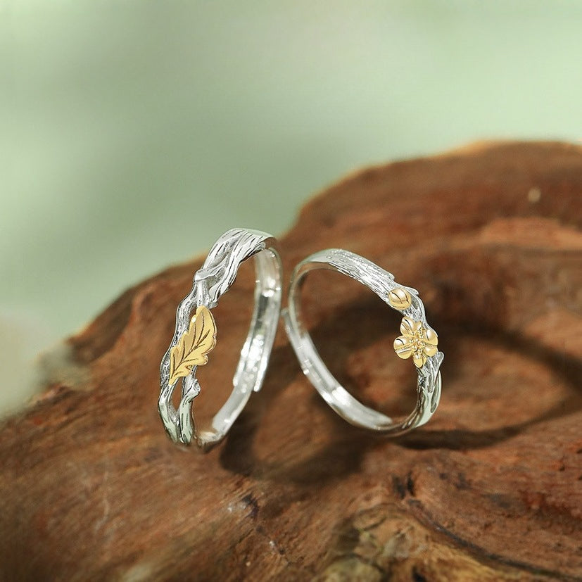Oak And Kapok Couple Ring 925 Sterling Silver Pair Gift