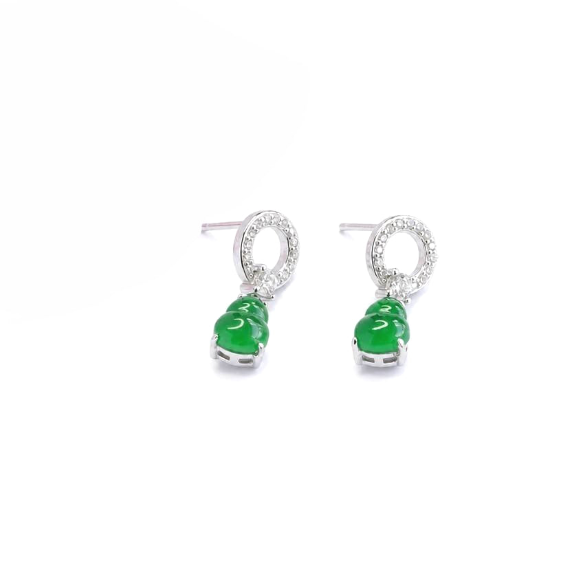 Jadeite Gourd 925 Silver Drop Earrings