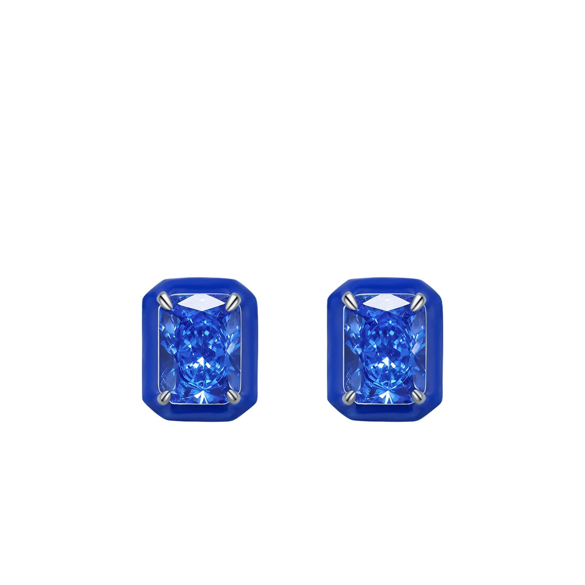 925 Sterling Silver Crushed-Ice Zircon Stud Earrings