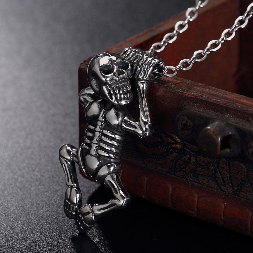 Halloween Zombie Skull Titanium Steel Necklace for Men