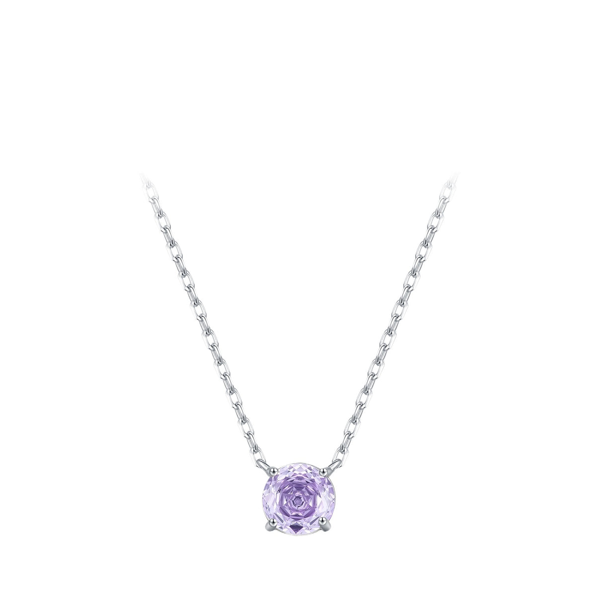 925 Sterling Silver Lavender Rose-Cut Zircon Necklace