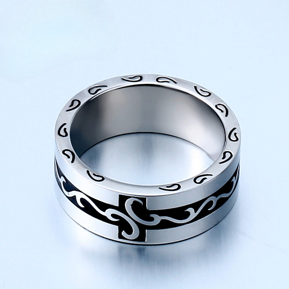 Customized Retro Hipster Titanium Steel Engraved Rings for Unisex - Wholesale Handcrafted Jewelry