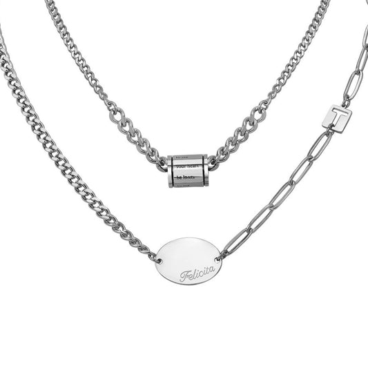 Planderful Titanium Steel Necklace Unisex Minimalist Clavicle Short Round Pendant