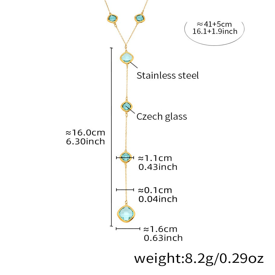 Planderful Clavicle Necklace Glass Tassel Long for Women