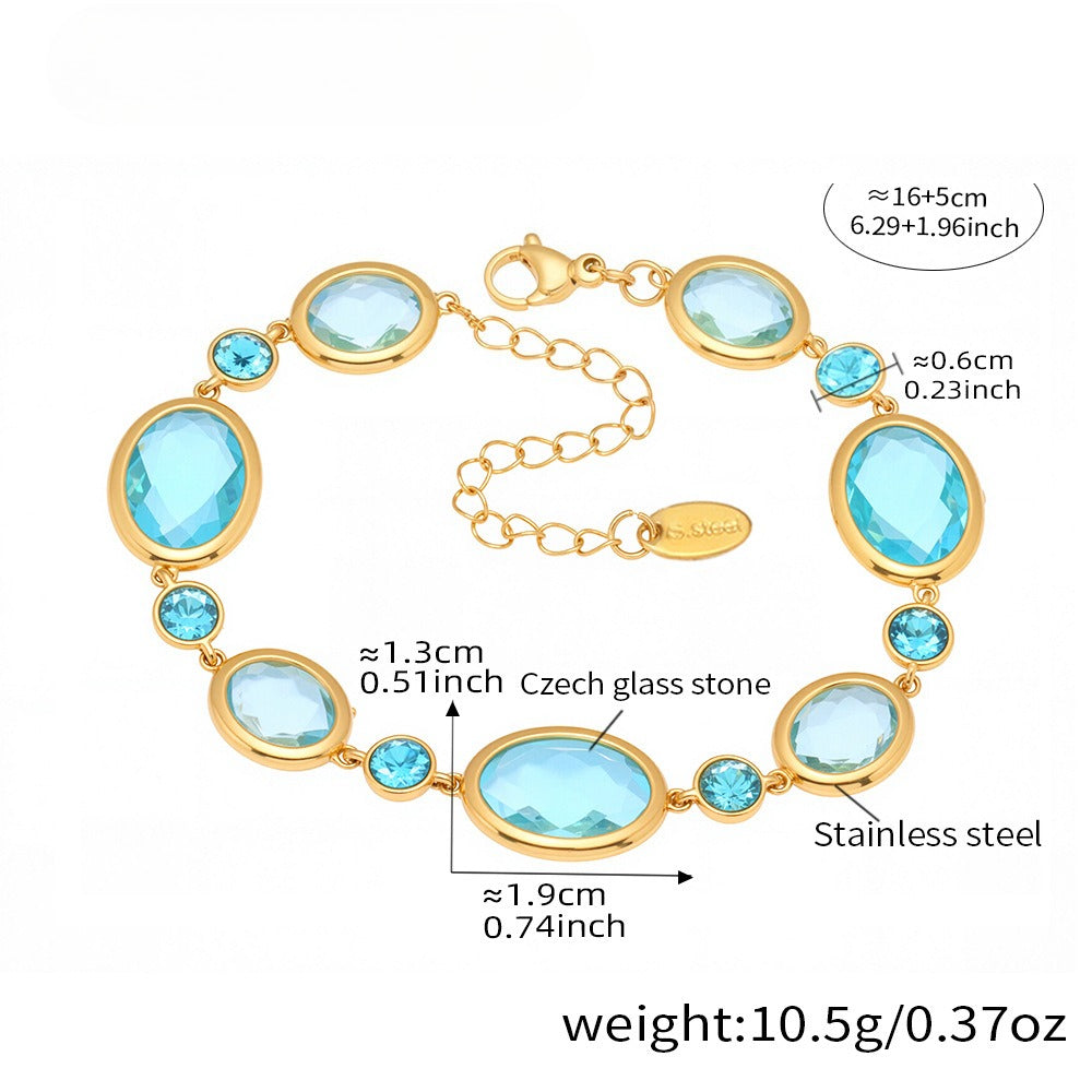 Planderful Dopamine Oval Czech Glass Bracelet For Women