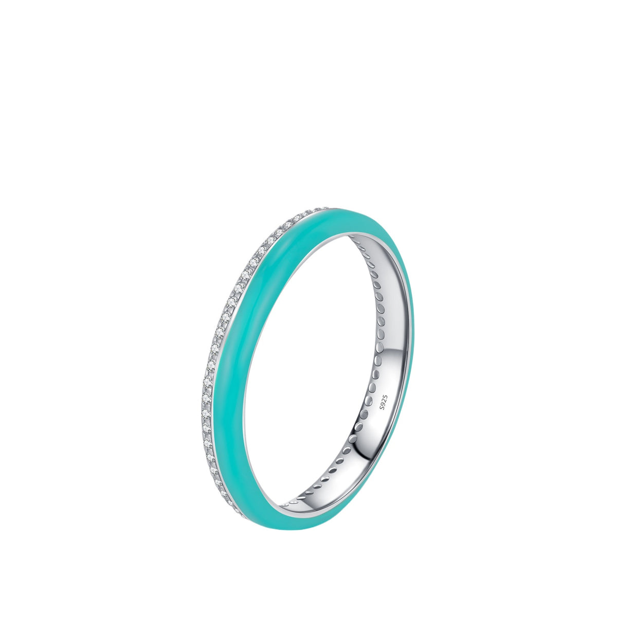 925 Sterling Silver Enamel Pavé Zircon Ring