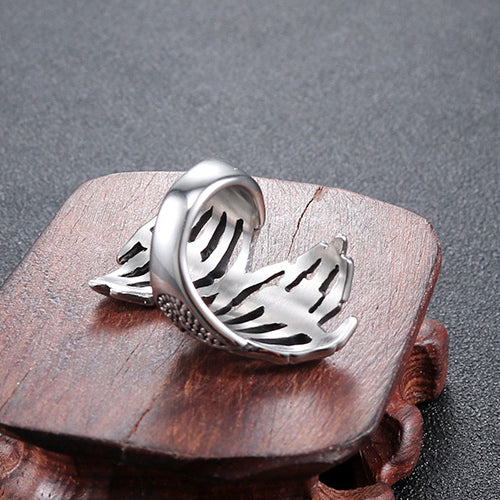 Titanium Steel Double Phantom Hand Ring - Bold Punk Aesthetic for Women