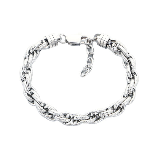 With Extension Chain Bracelet – Beating Pattern Handmade Twist Chain Men's Stainless