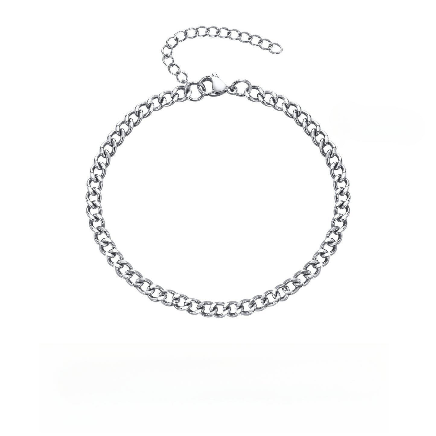 Stainless Steel Round Metal Accessories Cuban Chain Bracelet