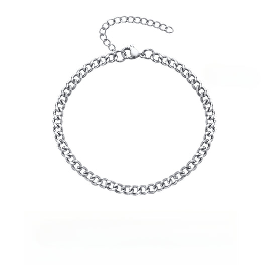 Stainless Steel Round Metal Accessories Cuban Chain Bracelet