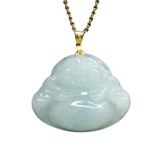Buddha Jade Necklace - Sterling Silver Natural Jade Pendant.