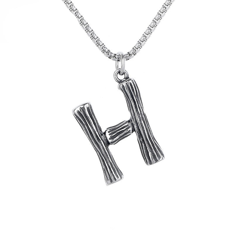 Stainless Steel Necklace – Minimalist 26 Letter Pendant