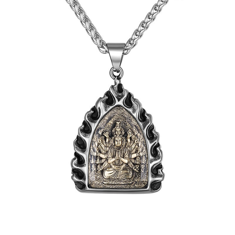 Titanium Steel Necklace – Vintage Buddha Zodiac Charms