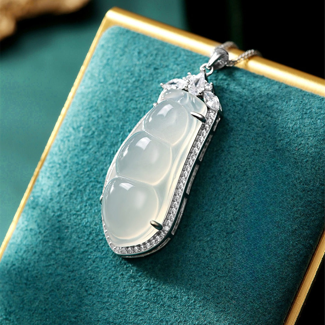 S925 Sterling Silver Natural Chalcedony Necklace