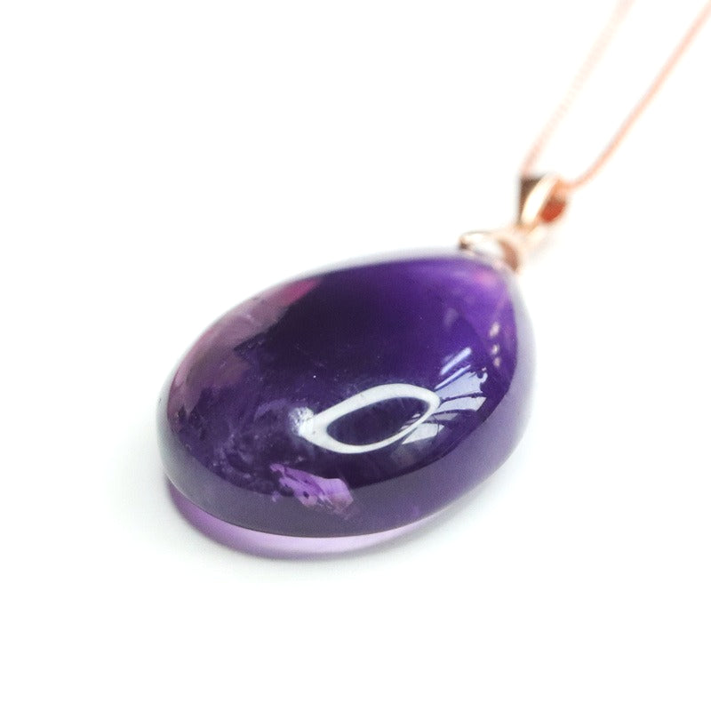 Amethyst Teardrop Silver Pendant — No Chain