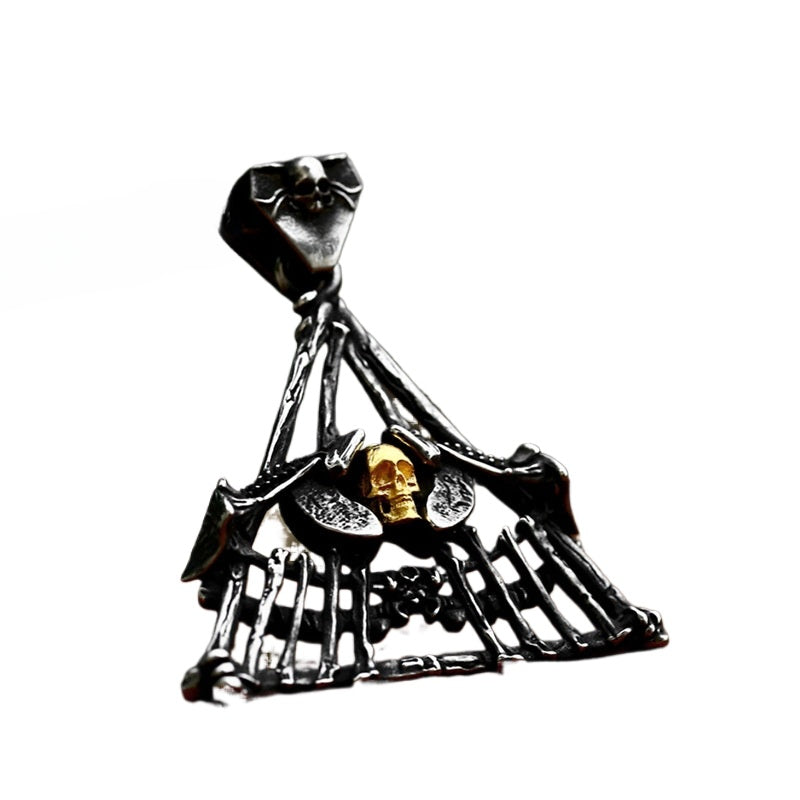 Men's Punk Style Titanium Steel Skull Pendant Necklace - Cross-Border Vintage Hip Hop Jewelry