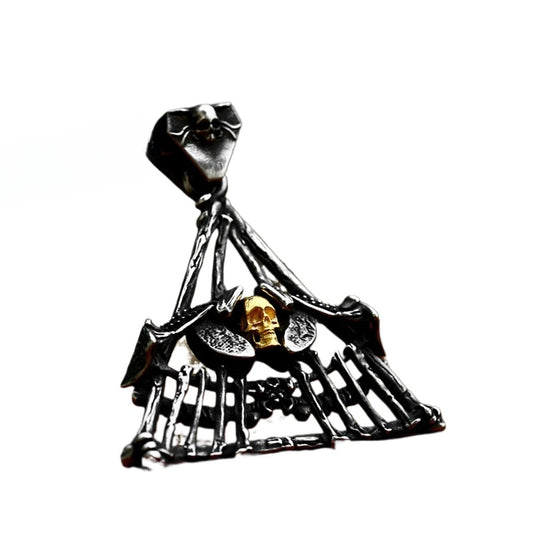 Men's Punk Style Titanium Steel Skull Pendant Necklace - Cross-Border Vintage Hip Hop Jewelry