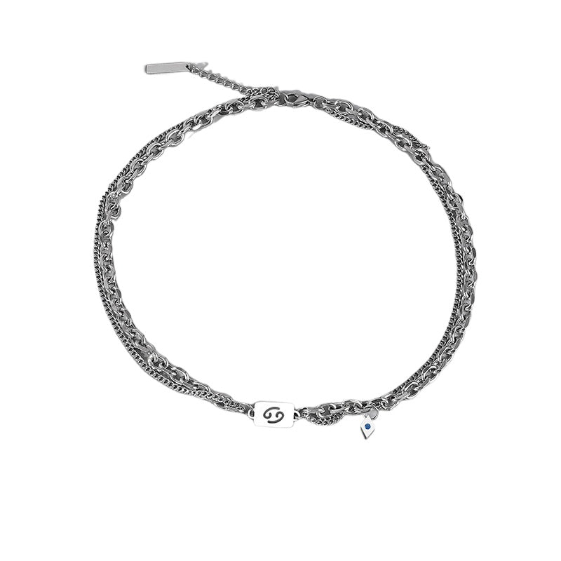 Planderful Jewelry Twelve Constellations Necklace For Men Stainless Steel Chain Luxury Design