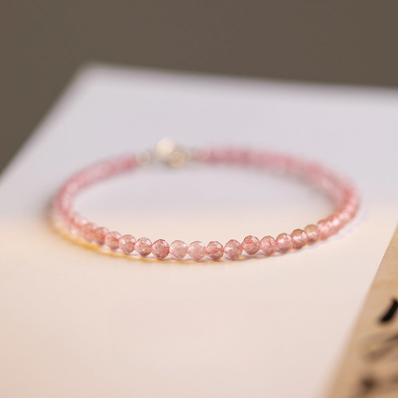 Pink Crystal Fortune Bracelet with Sterling Silver Needle