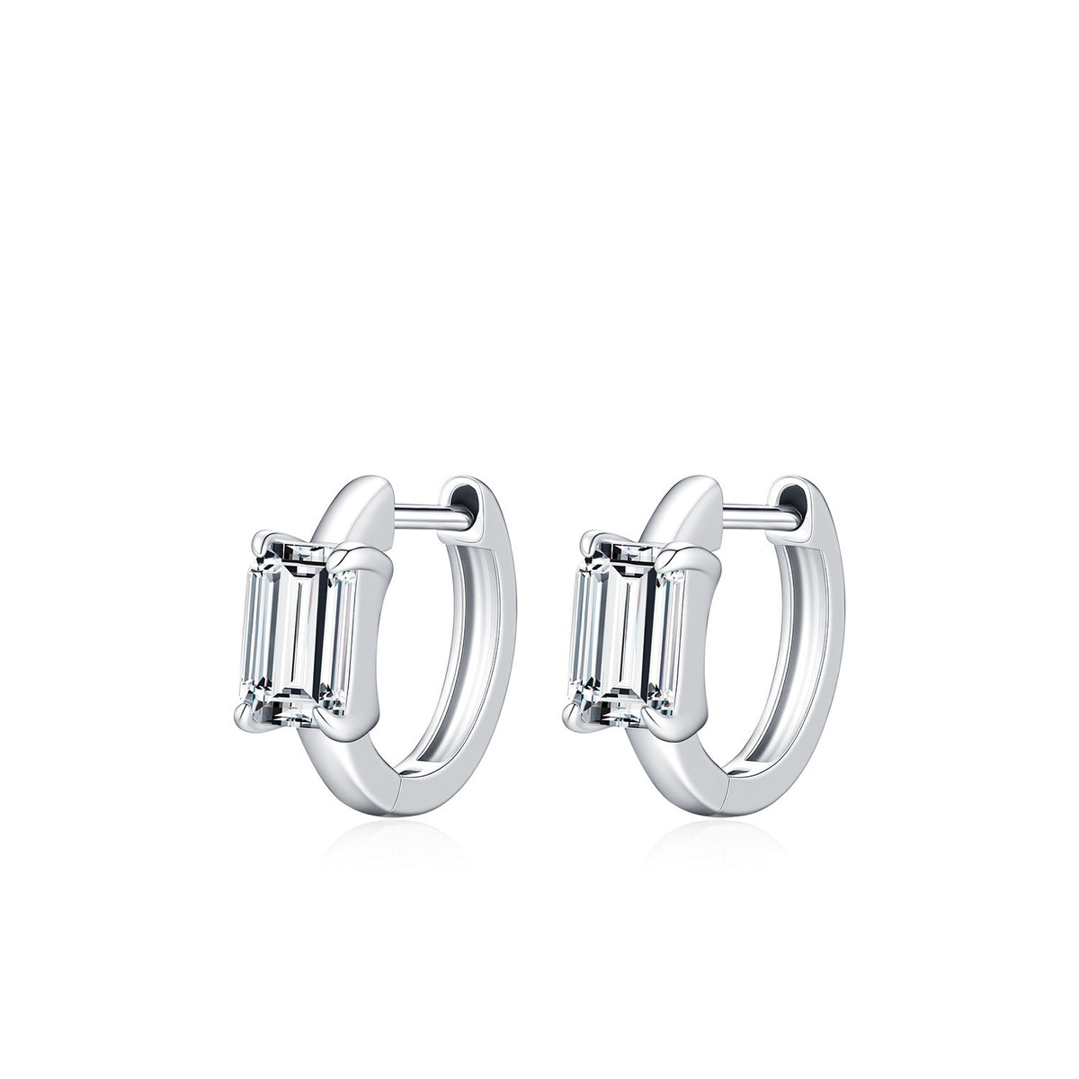 925 Sterling Silver Geometric Moissanite Hoop Earrings
