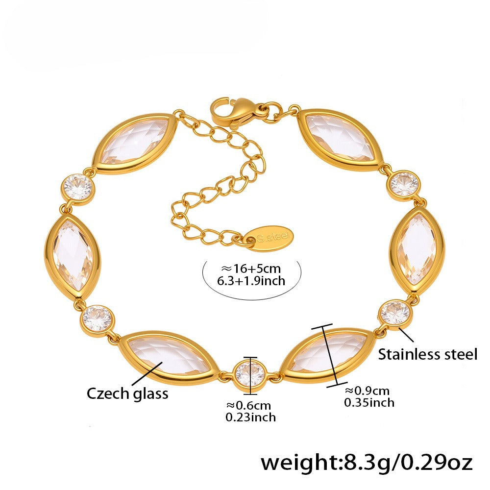Planderful Crystal Glass Bracelet Luxury 18K Gold Women