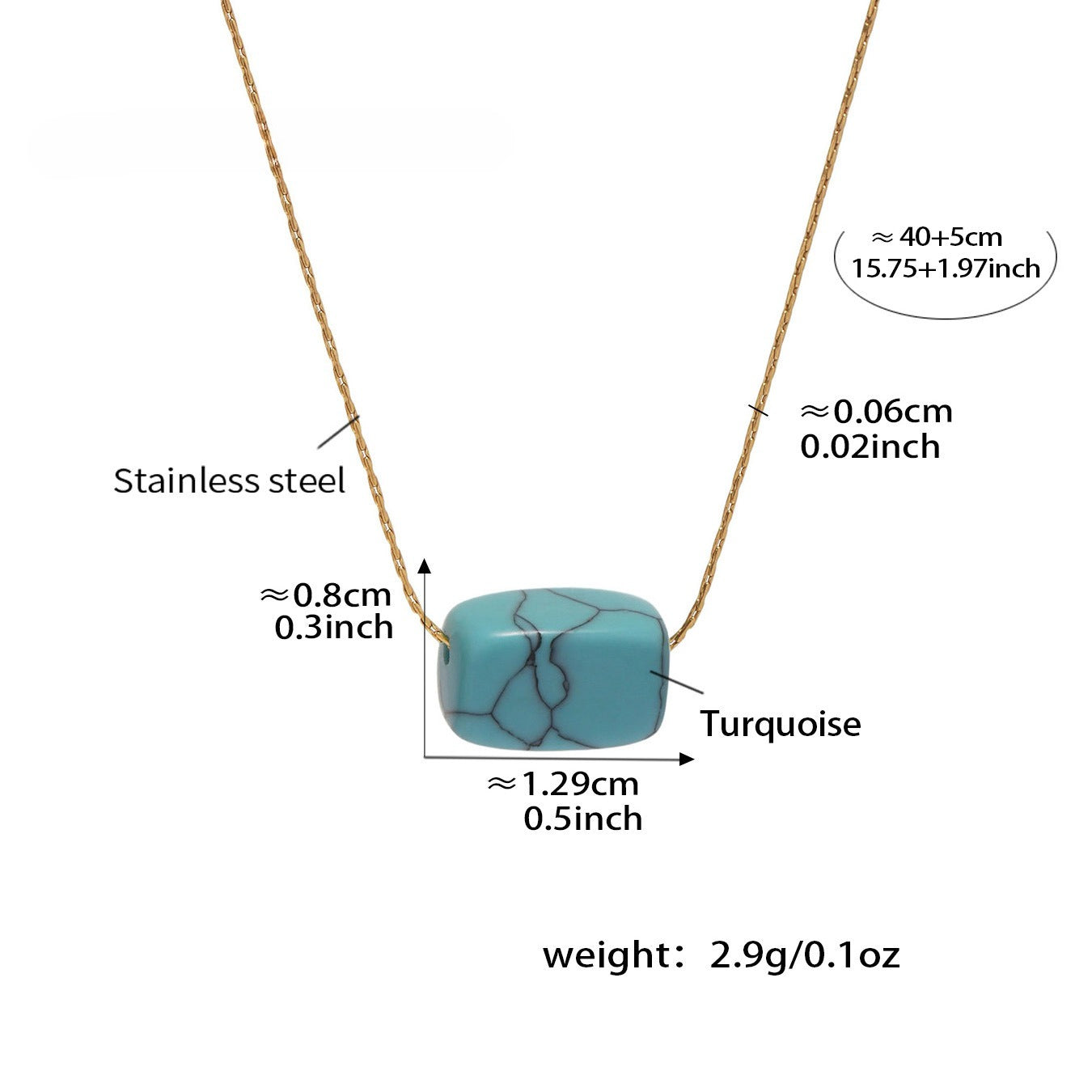 Planderful Turquoise Rectangular Pendant Necklace For Women