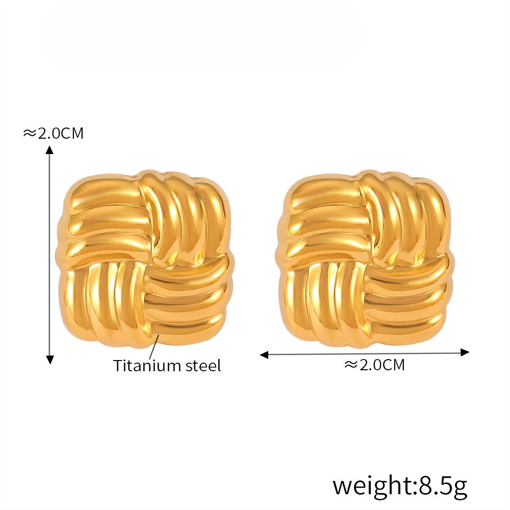 Geometric Line Weaving Titanium Steel Glossy Earrings