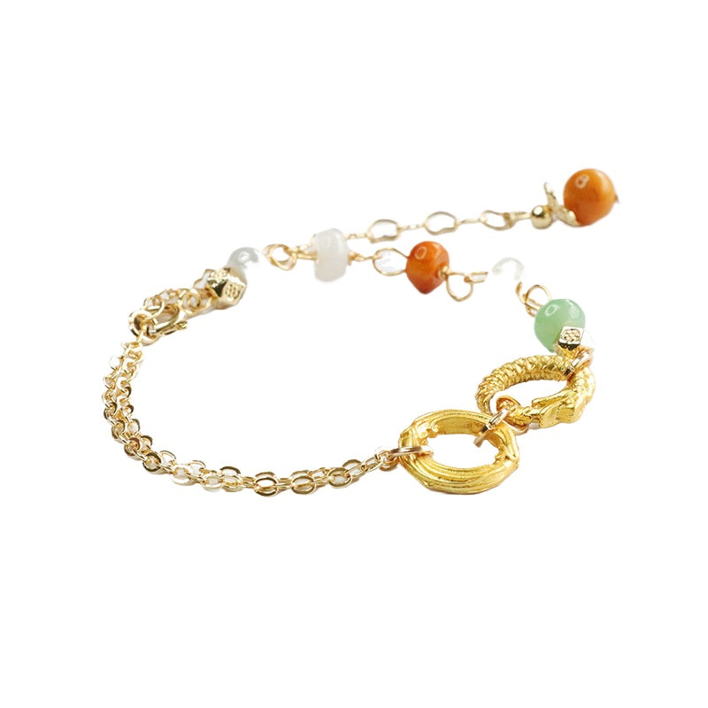 Jadeite Dragon & Phoenix Abacus Bead Bracelet