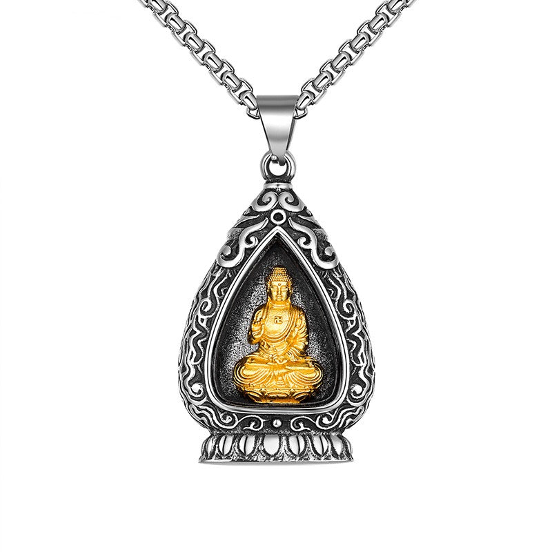 Steel Necklace - Elegant Buddhist Pendant Gift For Boyfriend