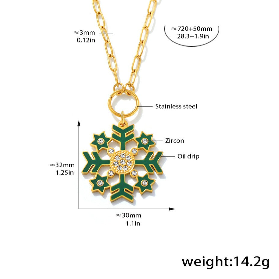 Planderful Zircon Snowflake Pendant Necklace for Women