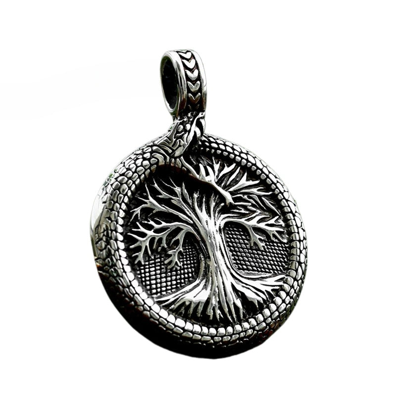 Nordic Viking Tree of Life Titanium Steel Ouroboros Pendant Jewelry for Men – Wholesale Stainless Steel Collection