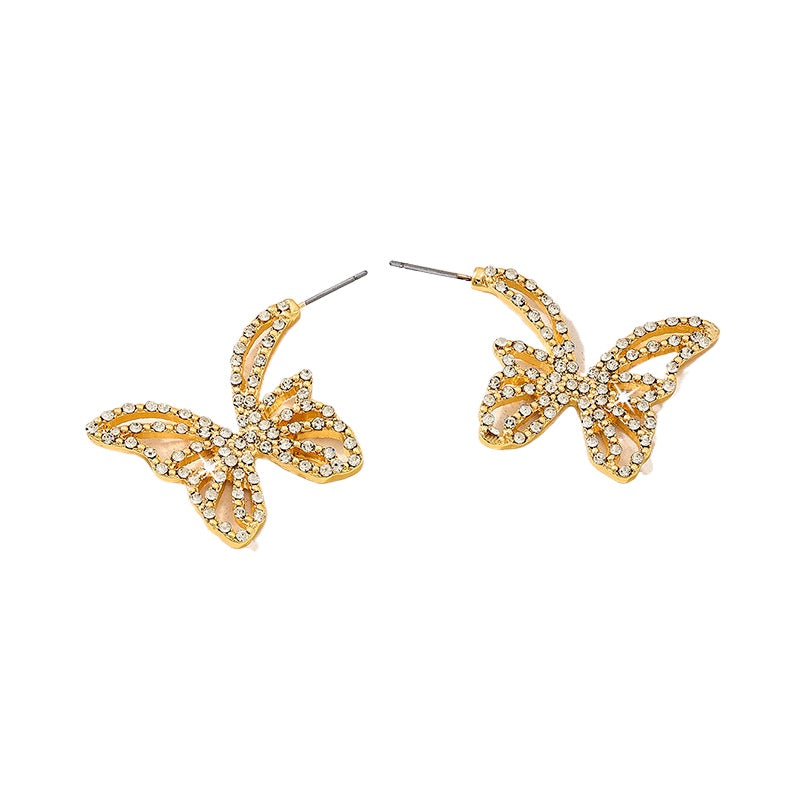 Planderful Vienna Verve Earrings – Exquisite Metal Butterfly Design with Dazzling Zircon