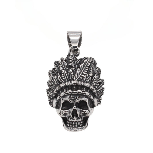 Halloween American Chief Skull Titanium Steel Pendant for Men