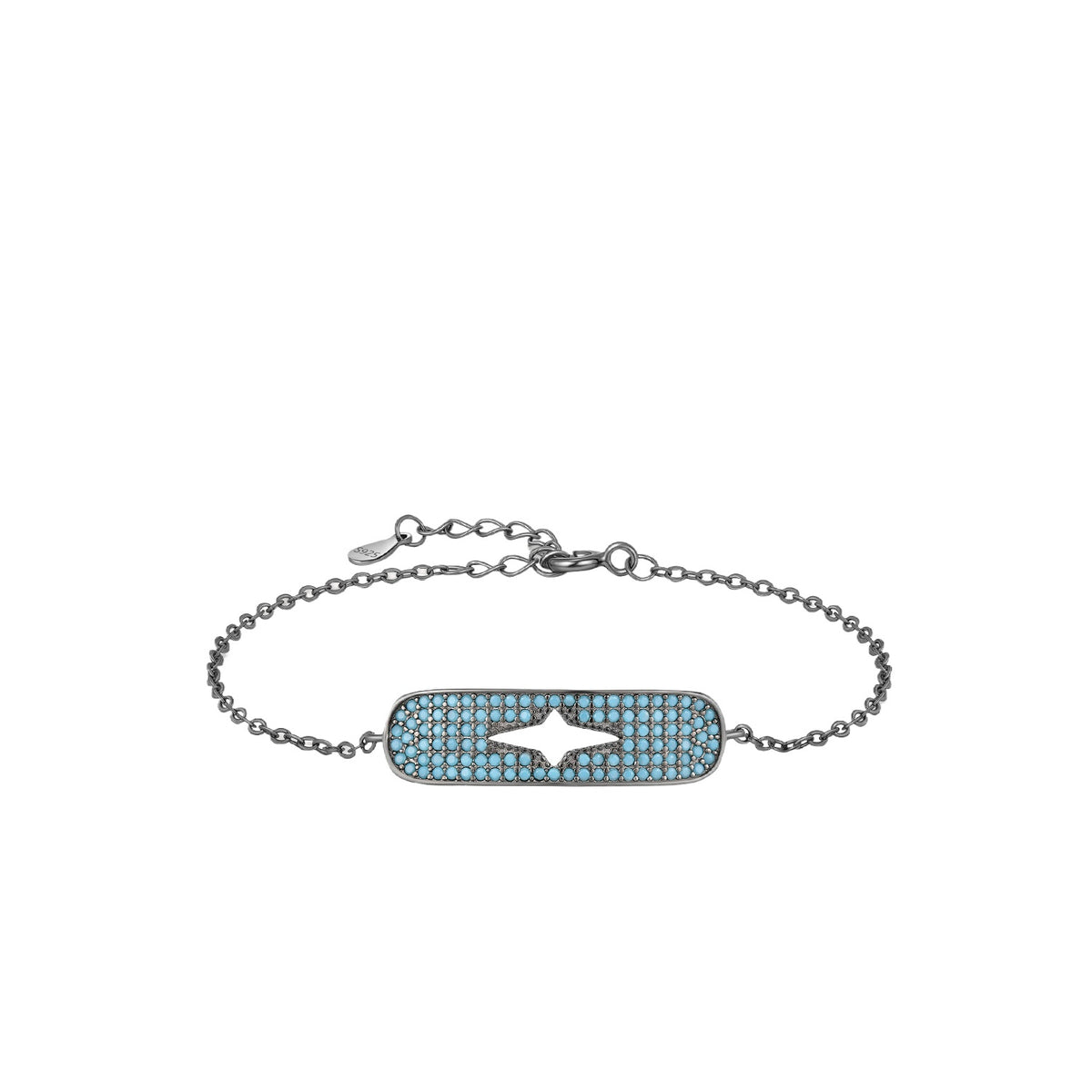 925 Sterling Silver Black Turquoise Two-Tone Bracelet