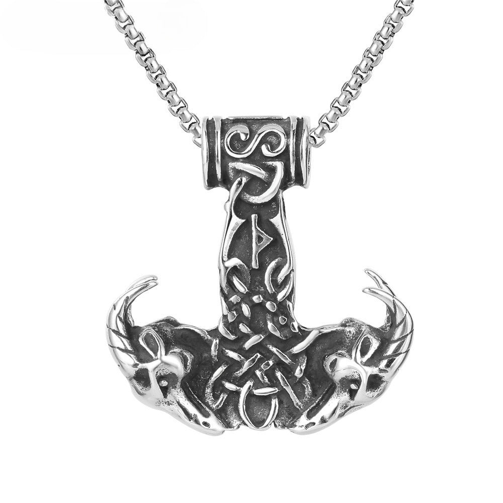 Planderful Personalized Nordic Viking Sheephead Anchor Pendant Necklace For Men Unisex Stainless Steel Protection
