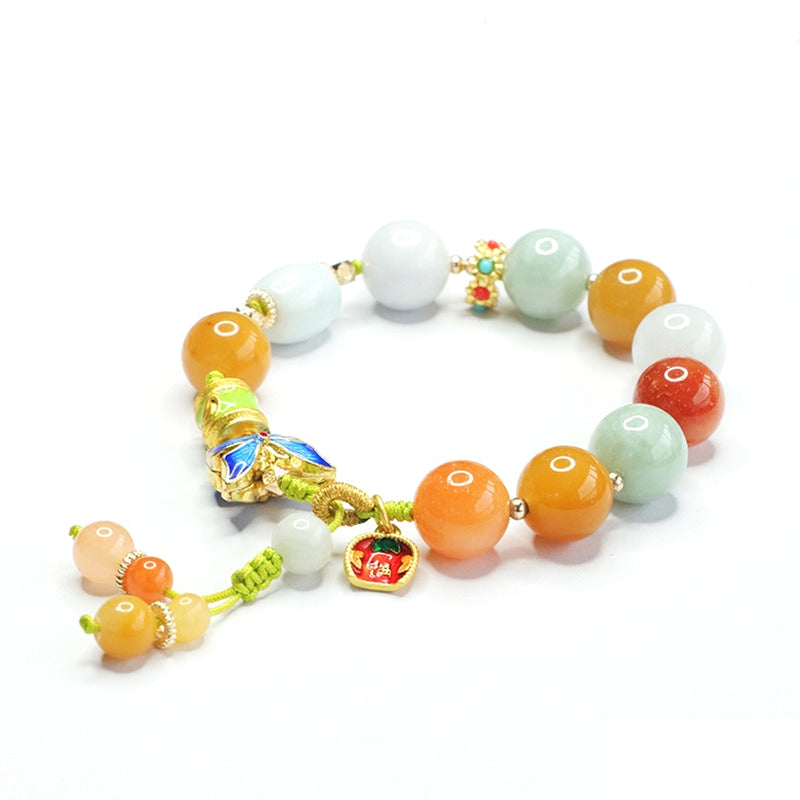 Jadeite Bow Beaded Bracelet