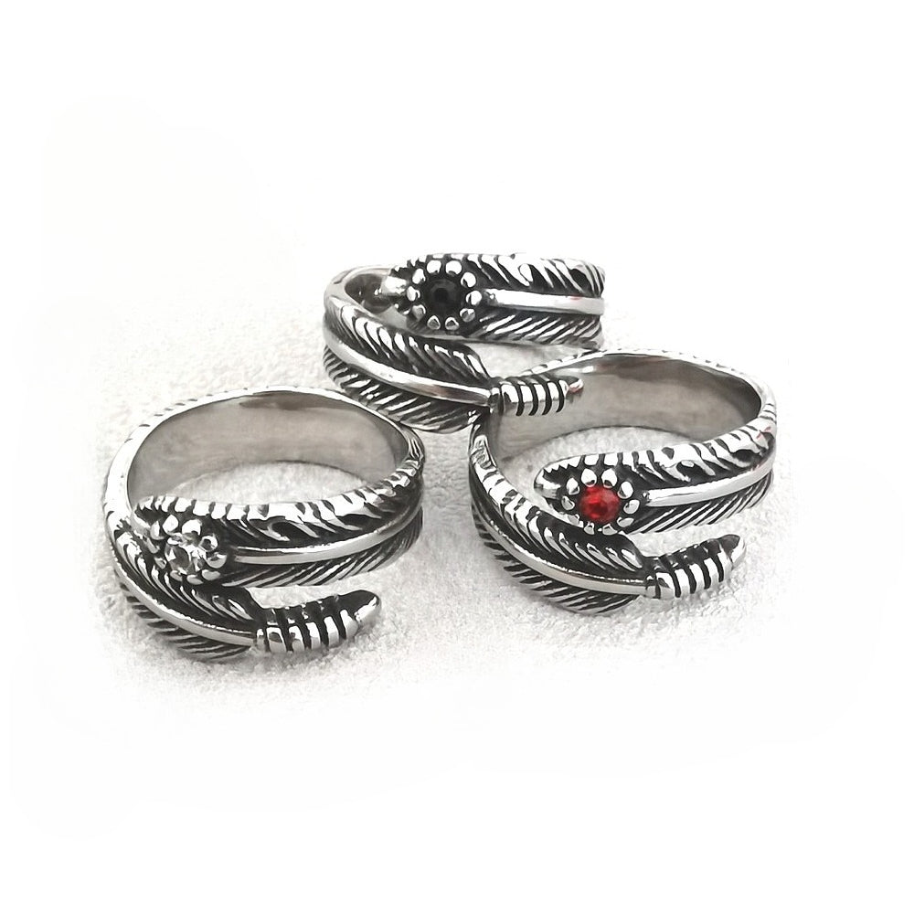 Planderful Titanium Steel Ring Personalised Retro Feather Replica For Men And Unisex Protection Statement