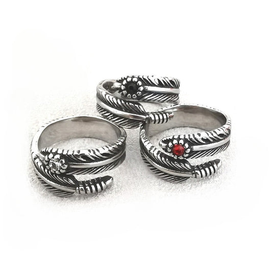 Planderful Titanium Steel Ring Personalised Retro Feather Replica For Men And Unisex Protection Statement