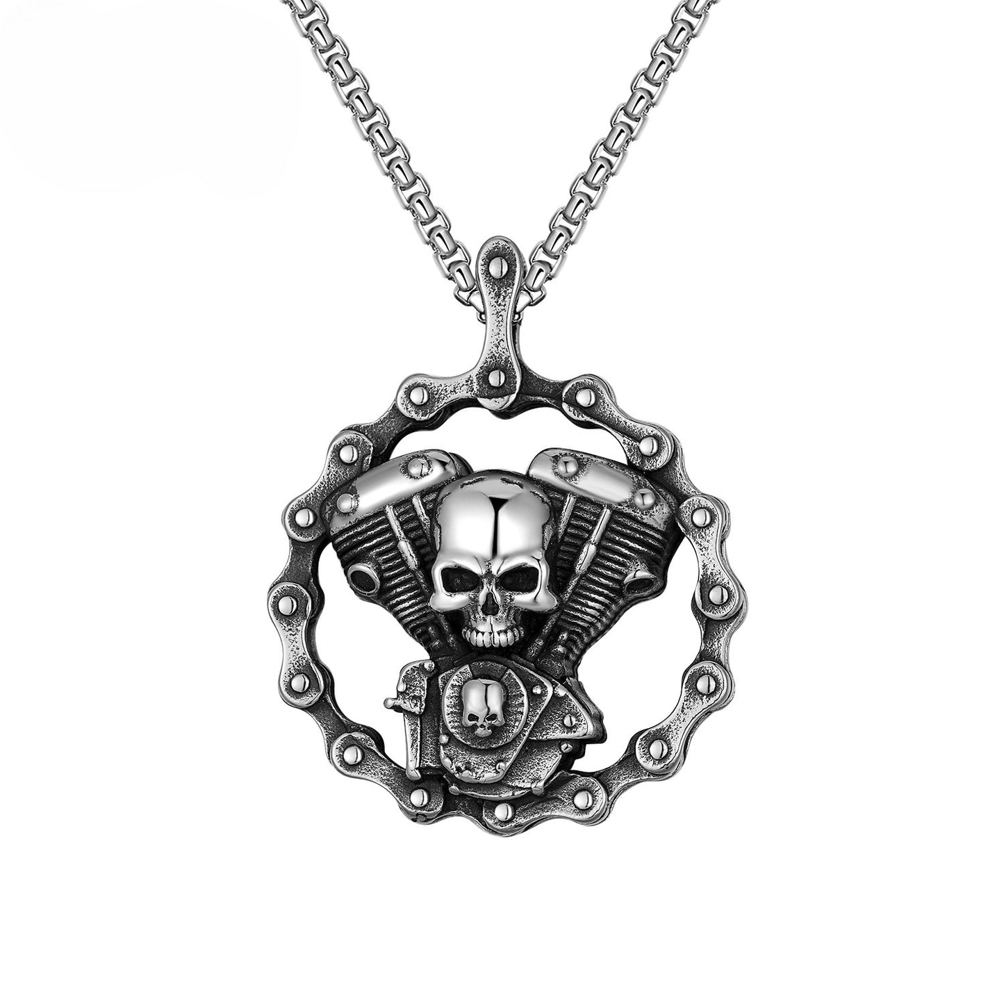 Steel Necklace – Vintage Retro Punk Skull Pendant