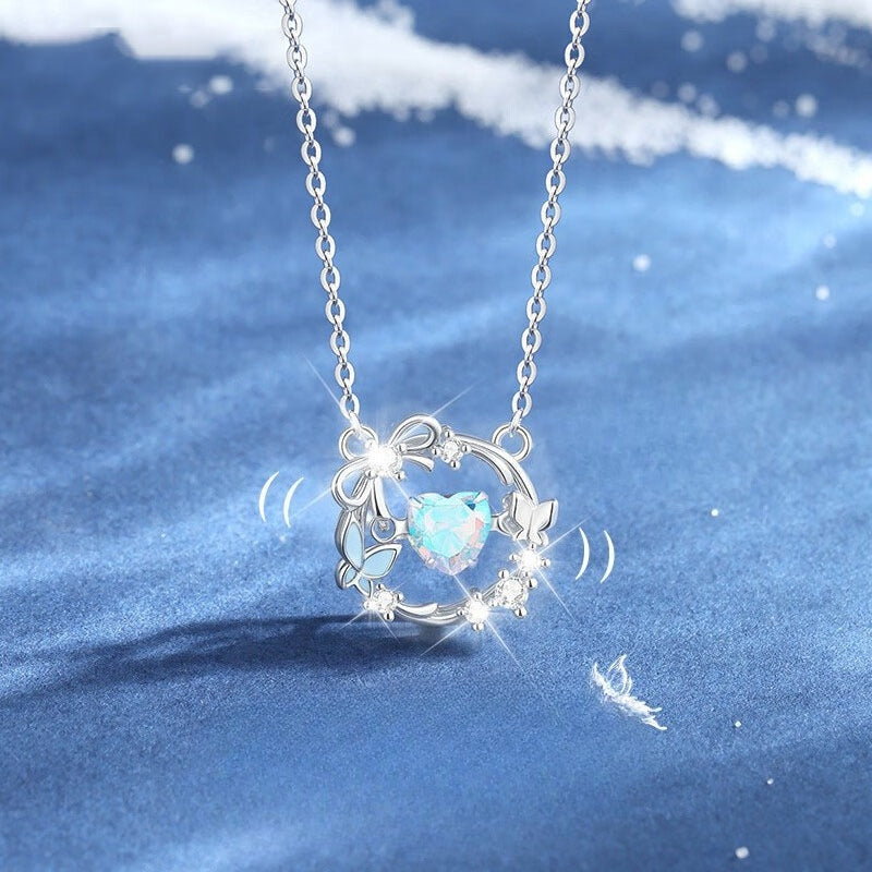 Planderful Sterling Silver Heart Wreath Necklace For Women Everyday Genie Light Luxury Design Pendant Gift