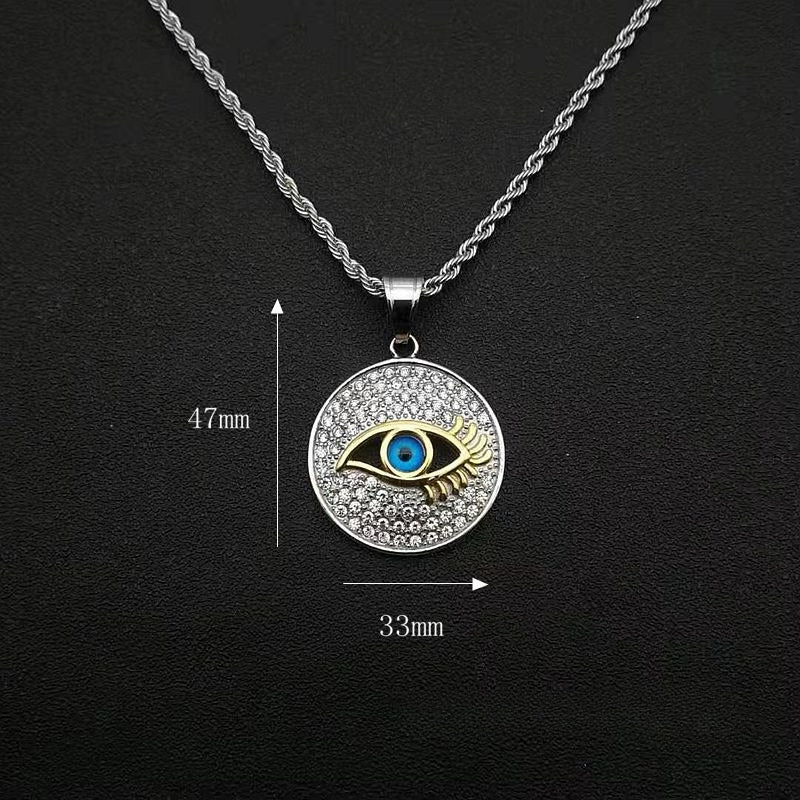 Zircon Necklace – Statement Blue Eye Pendant