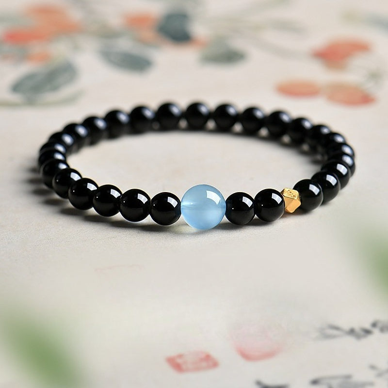 Aquamarine Obsidian Crystal Bracelet