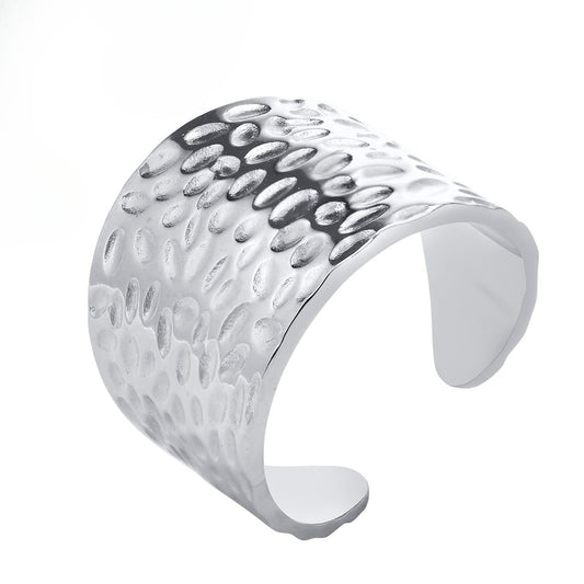 Cross-Border Jewelry Stainless Steel Hammer Pattern Ring